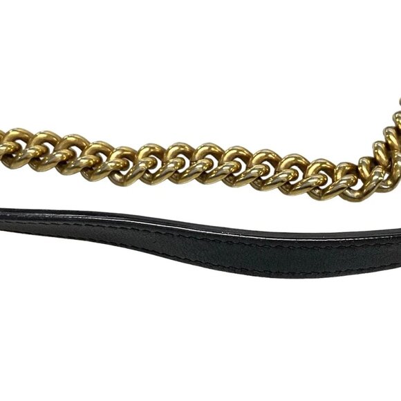Auth GUCCI GG Marmont Quilting Small Shoulder Bag 443497 Black White Leather - Picture 8 of 16
